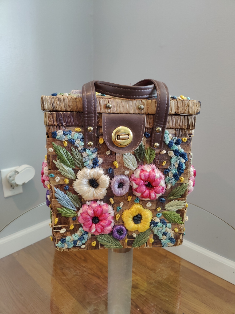True Vintage Bags By Patricia Floral Wicker Basket Purse